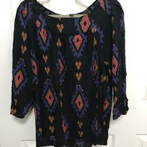 Lucky Brand Aztec 3/4 Sleeve Top